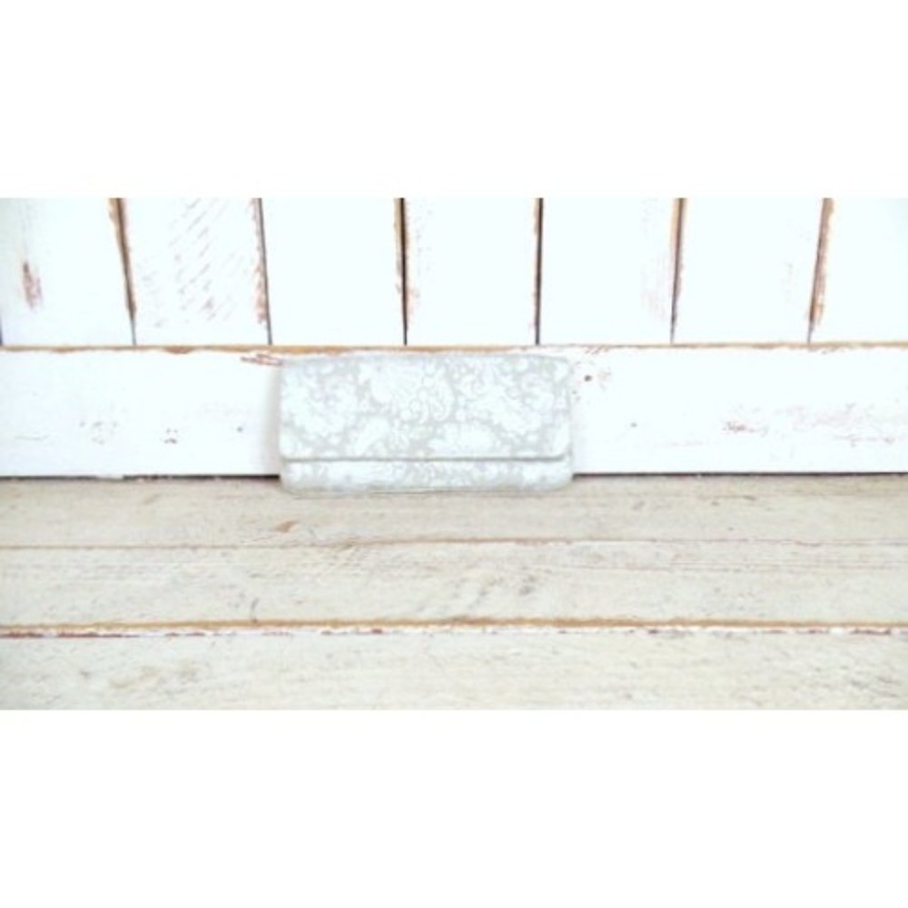 Vintage silver tan floral brocade tapestry evening clutch bag